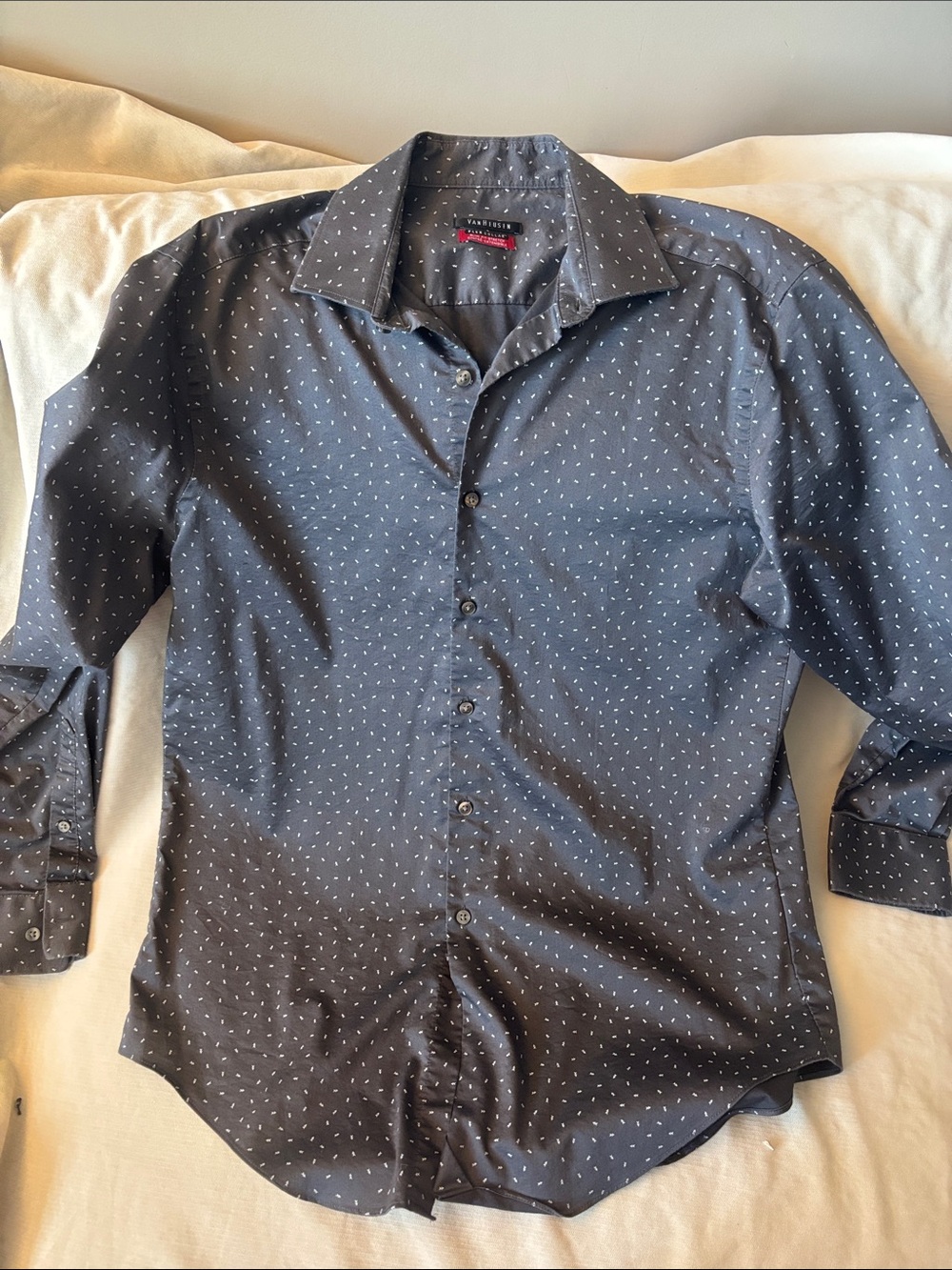Van Heusen Dark Blue Micro-Dot Button-Up Shirt